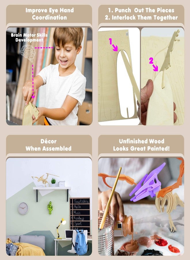 Puzzled Pteranodon 3D Woodcraft Jigsaw Construction Puzzle Kit - Wooden Flying Dinosaur Skeleton Model 23 Pieces Precut Woods - Awesome Brain Teasing Activity for Kids and Adults - Item 1028-80 - Image 3